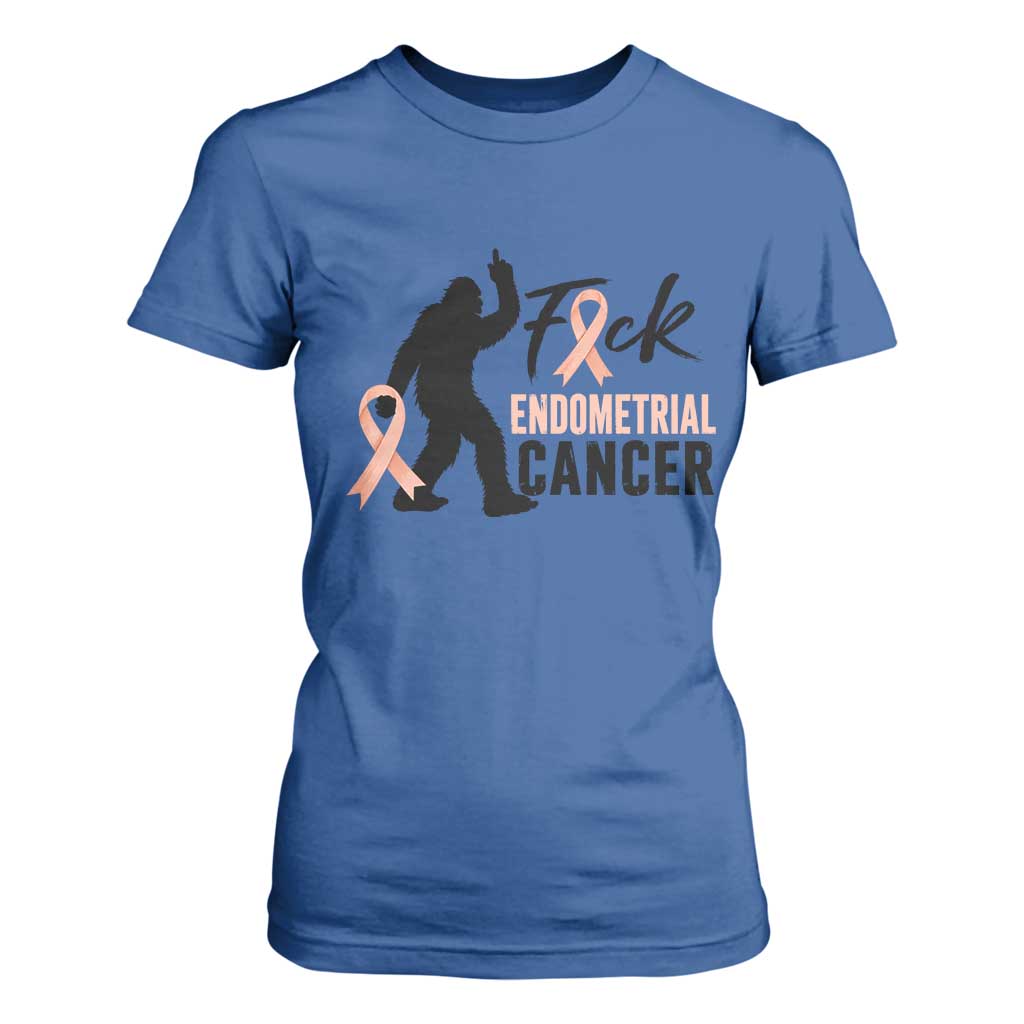 Funny Bigfoot Fuck Endometrial Cancer Support Gift T Shirt For Women