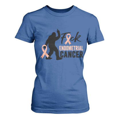 Funny Bigfoot Fuck Endometrial Cancer Support Gift T Shirt For Women