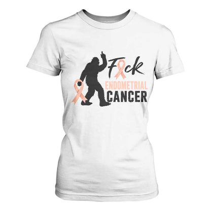 Funny Bigfoot Fuck Endometrial Cancer Support Gift T Shirt For Women