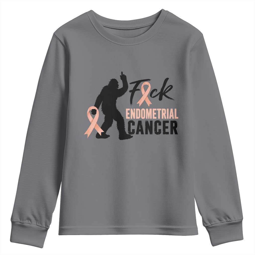 Funny Bigfoot Fuck Endometrial Cancer Support Gift Youth Sweatshirt