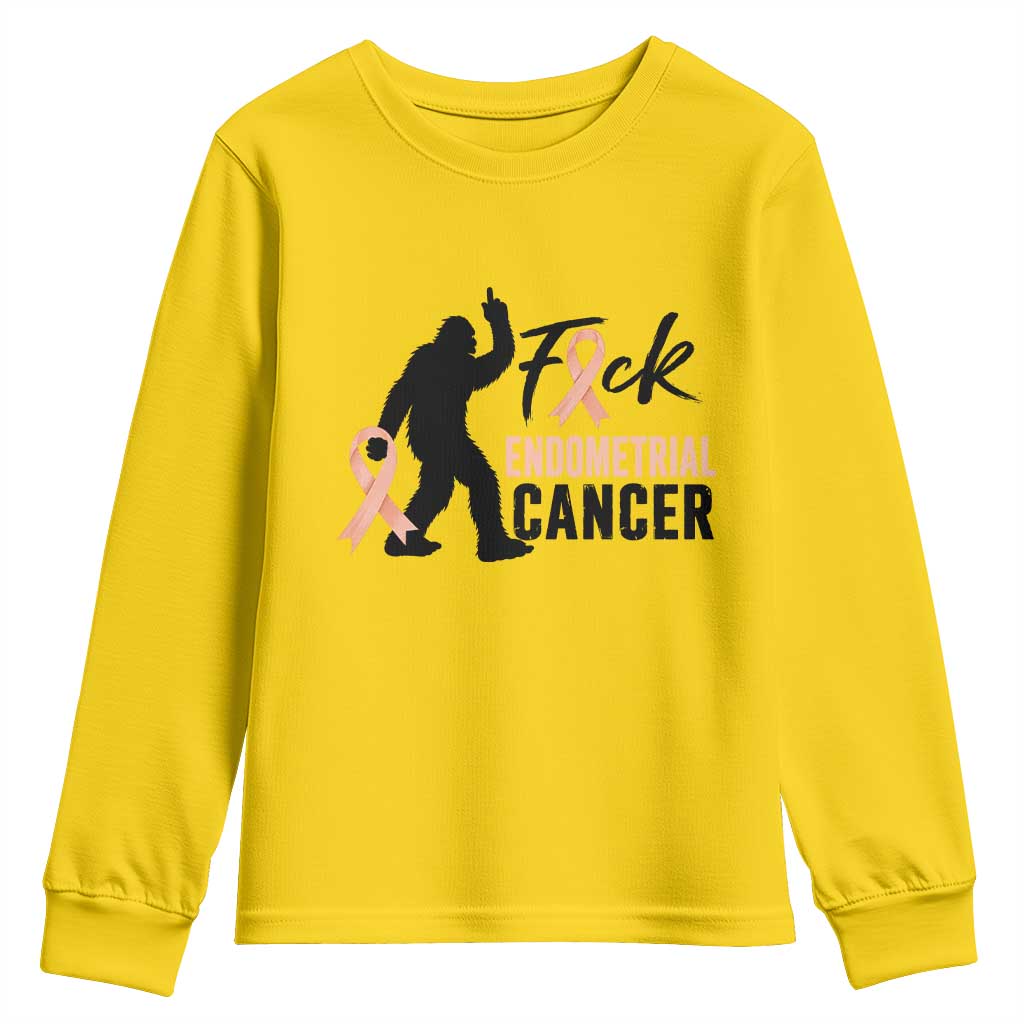Funny Bigfoot Fuck Endometrial Cancer Support Gift Youth Sweatshirt