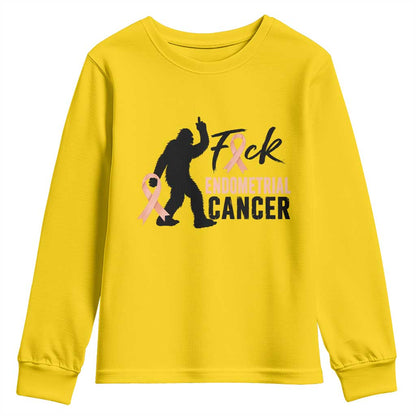 Funny Bigfoot Fuck Endometrial Cancer Support Gift Youth Sweatshirt