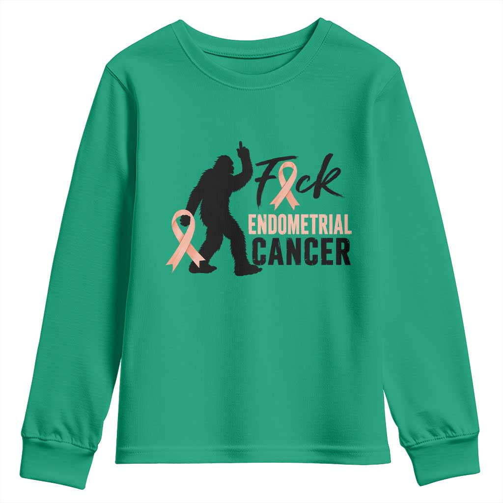 Funny Bigfoot Fuck Endometrial Cancer Support Gift Youth Sweatshirt