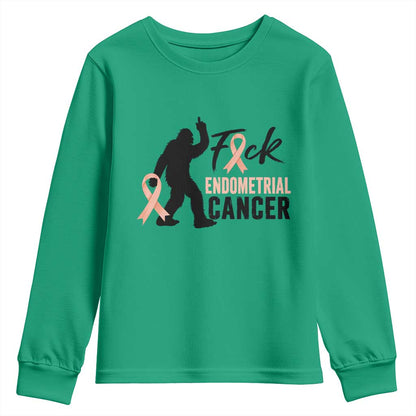 Funny Bigfoot Fuck Endometrial Cancer Support Gift Youth Sweatshirt