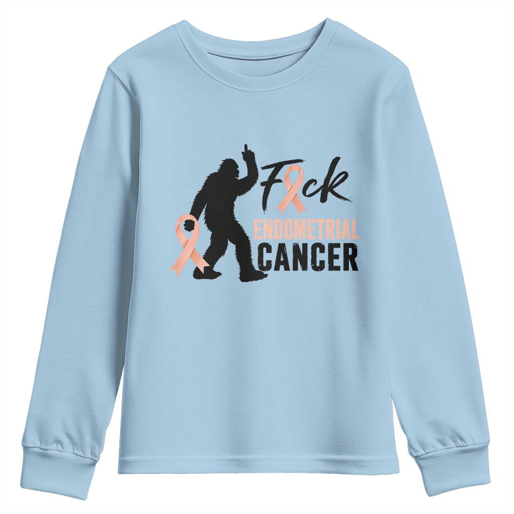 Funny Bigfoot Fuck Endometrial Cancer Support Gift Youth Sweatshirt