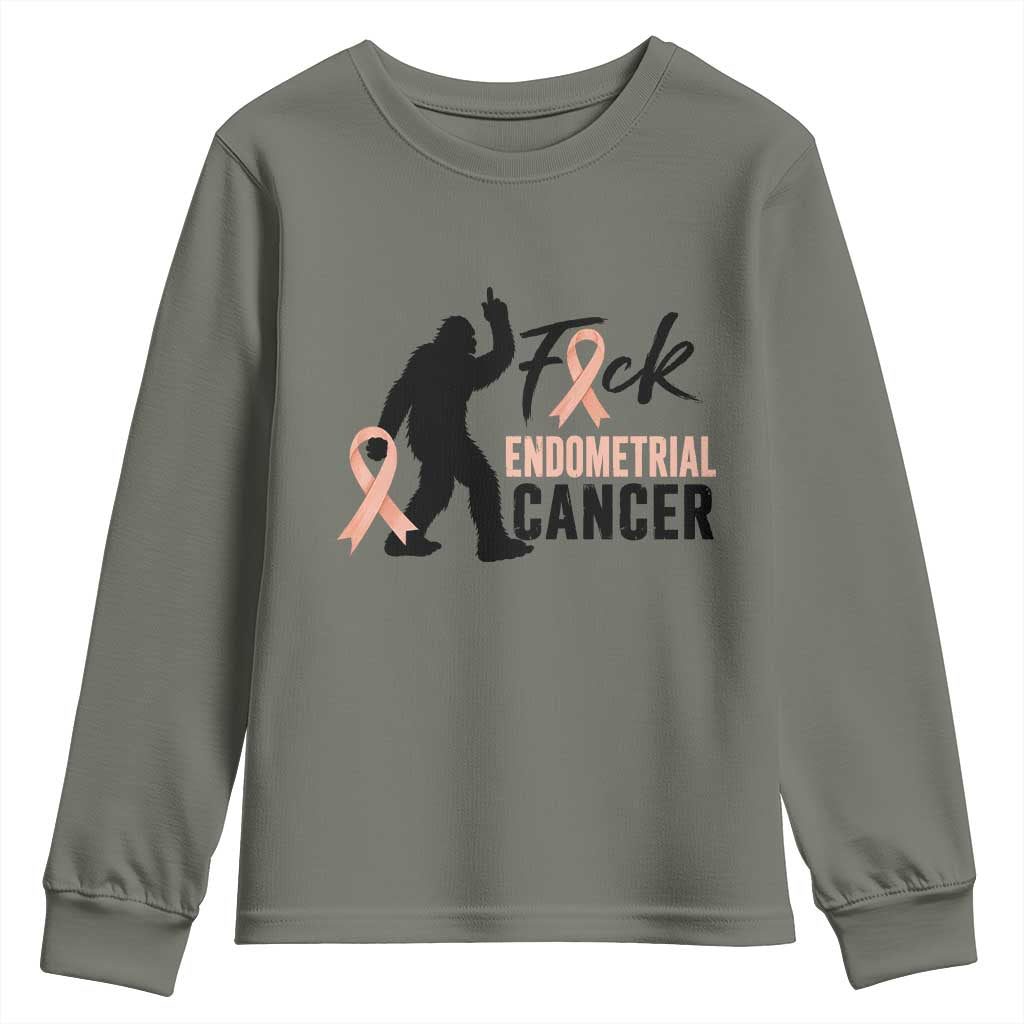 Funny Bigfoot Fuck Endometrial Cancer Support Gift Youth Sweatshirt