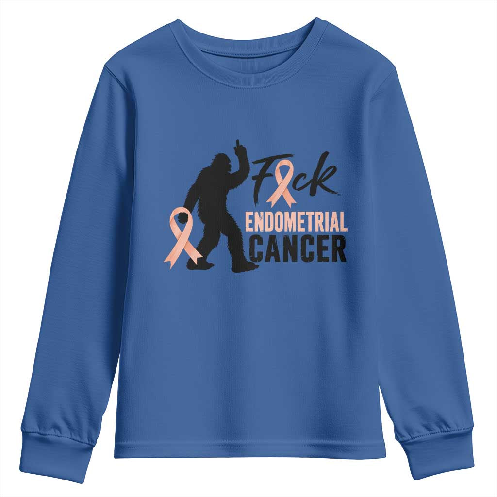 Funny Bigfoot Fuck Endometrial Cancer Support Gift Youth Sweatshirt