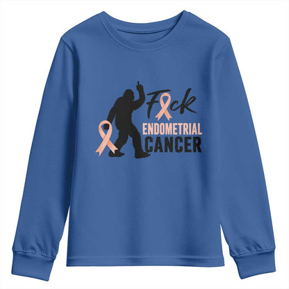 Funny Bigfoot Fuck Endometrial Cancer Support Gift Youth Sweatshirt