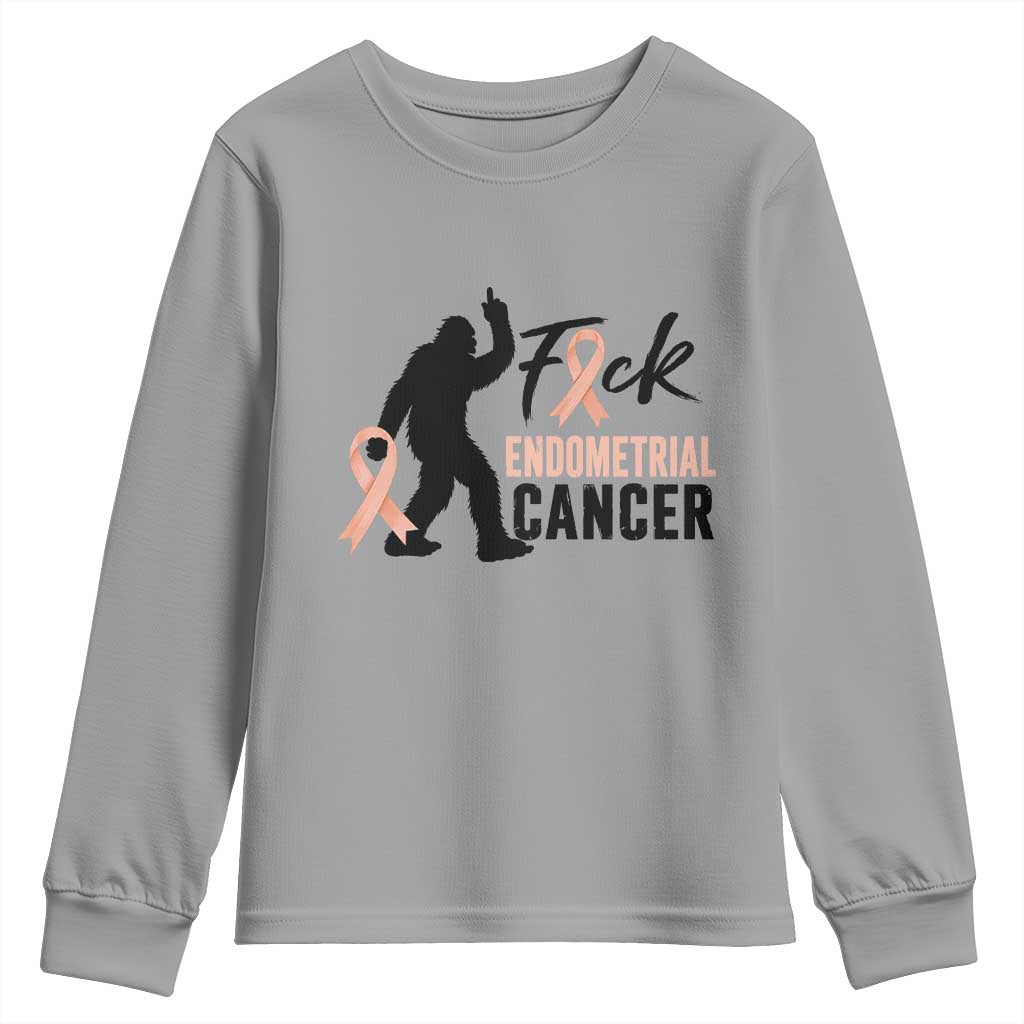 Funny Bigfoot Fuck Endometrial Cancer Support Gift Youth Sweatshirt