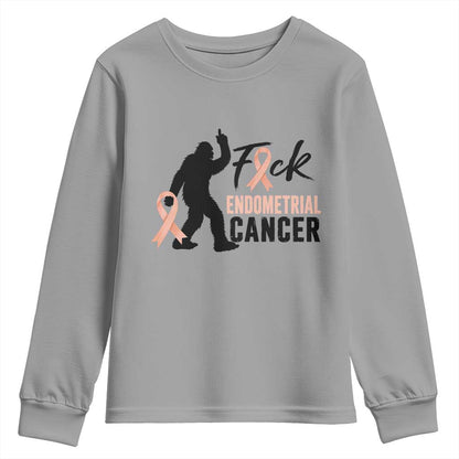 Funny Bigfoot Fuck Endometrial Cancer Support Gift Youth Sweatshirt