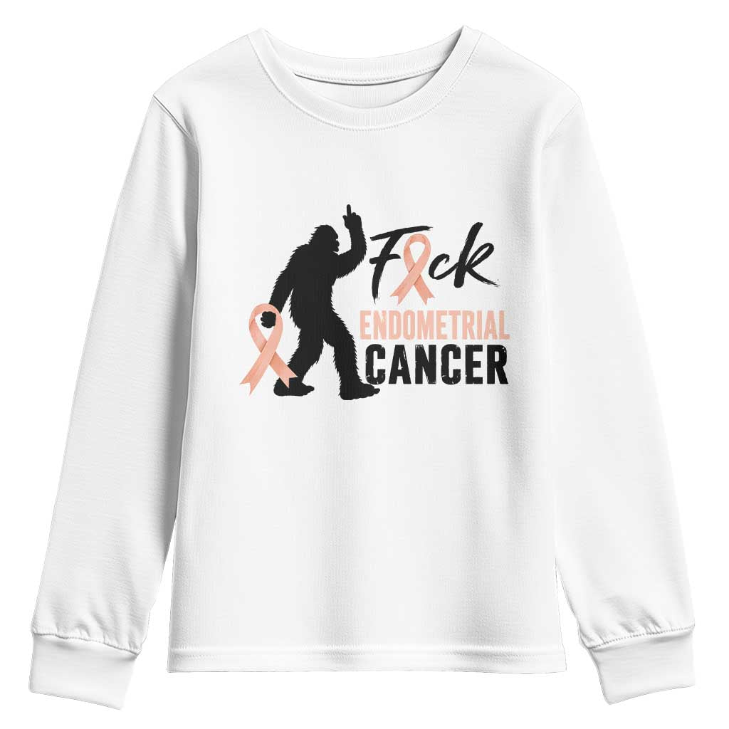 Funny Bigfoot Fuck Endometrial Cancer Support Gift Youth Sweatshirt