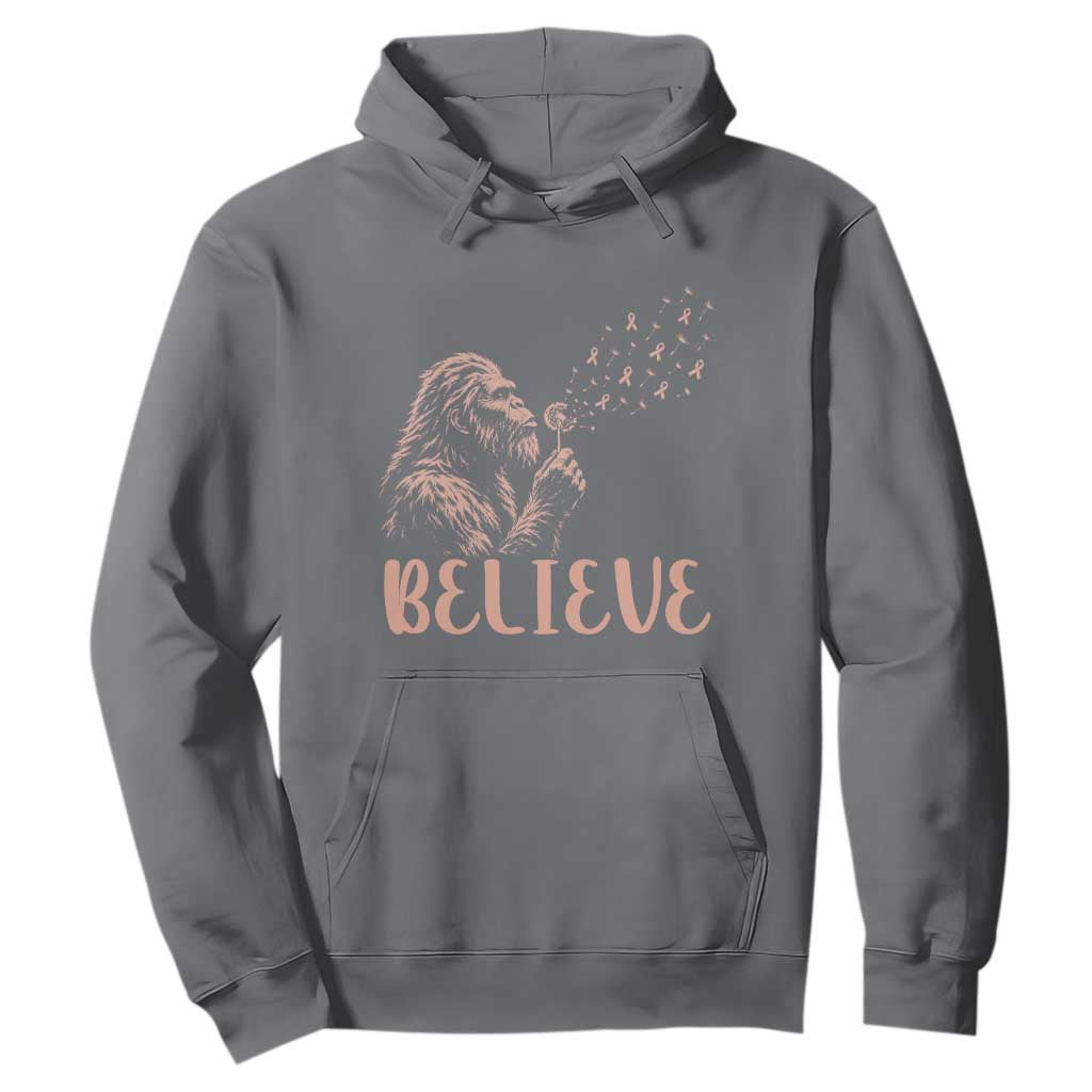 Funny Bigfoot Blowing Dandelion Flower Graphic Hoodie Believe Endometrial Cancer