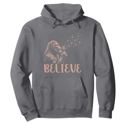 Funny Bigfoot Blowing Dandelion Flower Graphic Hoodie Believe Endometrial Cancer