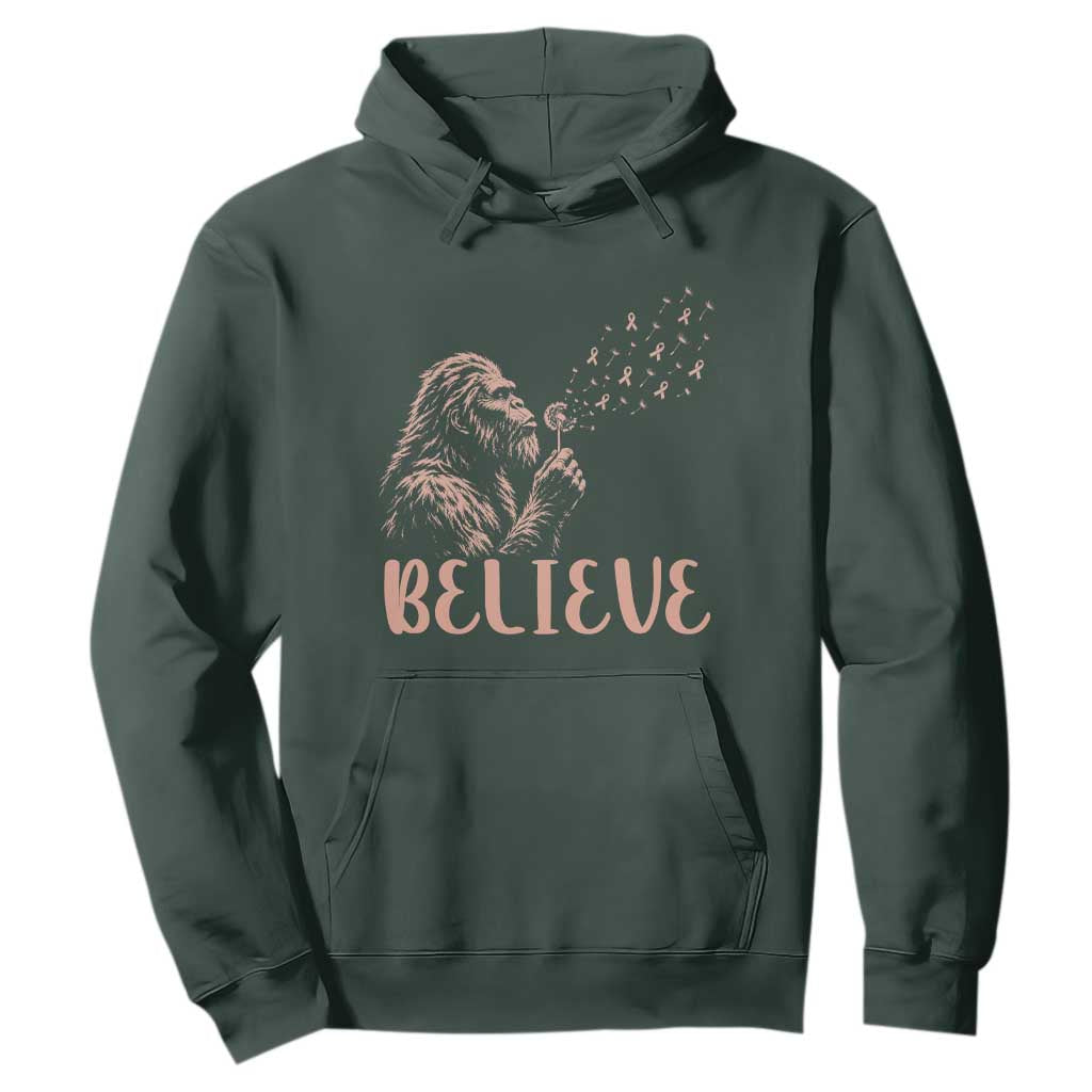 Funny Bigfoot Blowing Dandelion Flower Graphic Hoodie Believe Endometrial Cancer