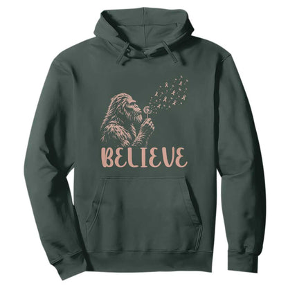Funny Bigfoot Blowing Dandelion Flower Graphic Hoodie Believe Endometrial Cancer