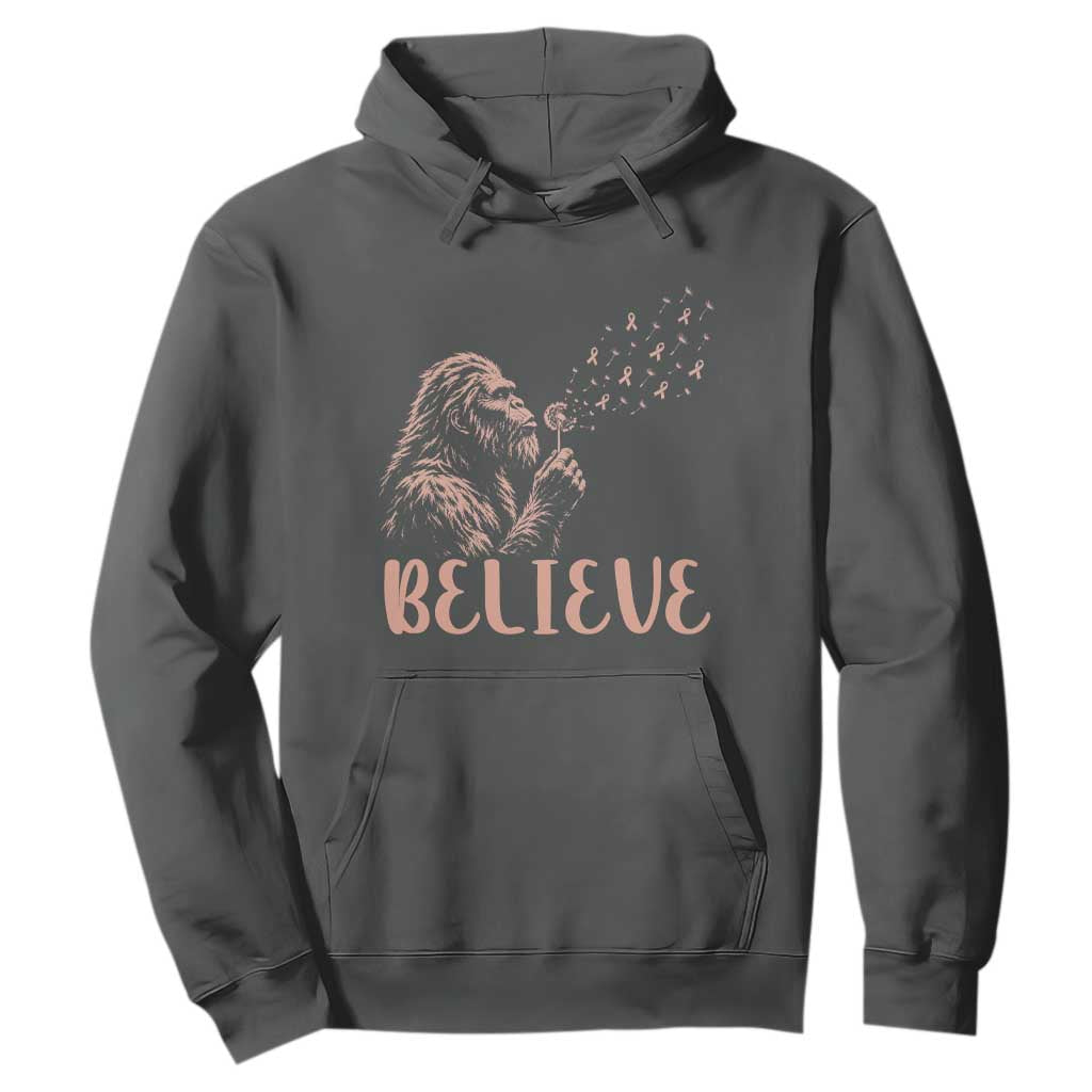 Funny Bigfoot Blowing Dandelion Flower Graphic Hoodie Believe Endometrial Cancer