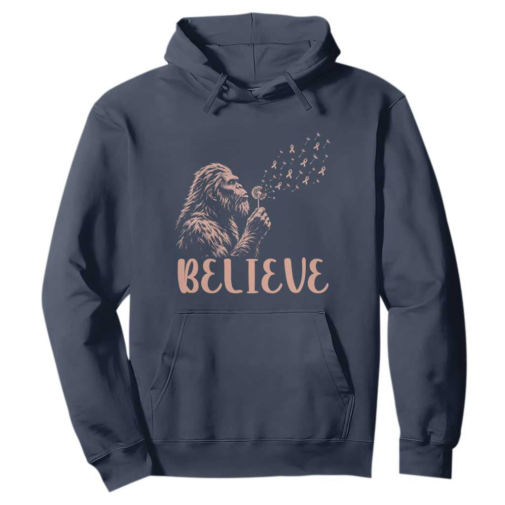 Funny Bigfoot Blowing Dandelion Flower Graphic Hoodie Believe Endometrial Cancer