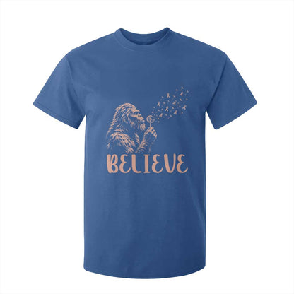 Funny Bigfoot Blowing Dandelion Flower Graphic T Shirt For Kid Believe Endometrial Cancer