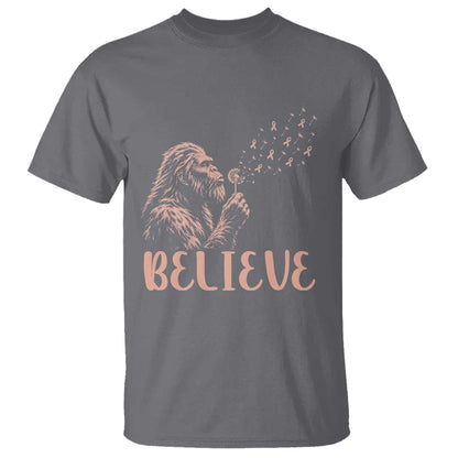 Funny Bigfoot Blowing Dandelion Flower Graphic T Shirt Believe Endometrial Cancer
