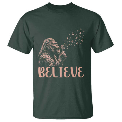 Funny Bigfoot Blowing Dandelion Flower Graphic T Shirt Believe Endometrial Cancer