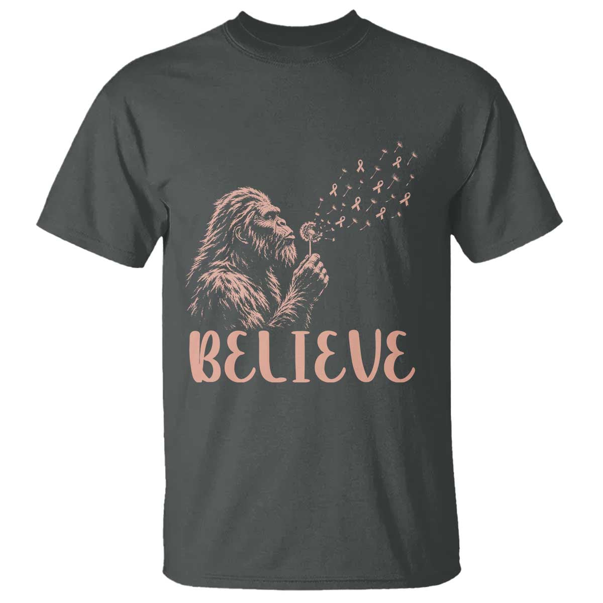Funny Bigfoot Blowing Dandelion Flower Graphic T Shirt Believe Endometrial Cancer