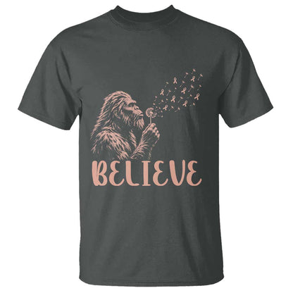 Funny Bigfoot Blowing Dandelion Flower Graphic T Shirt Believe Endometrial Cancer