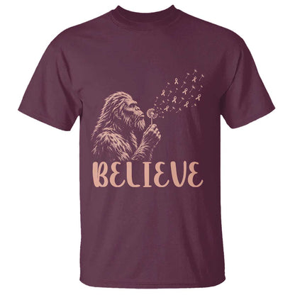 Funny Bigfoot Blowing Dandelion Flower Graphic T Shirt Believe Endometrial Cancer