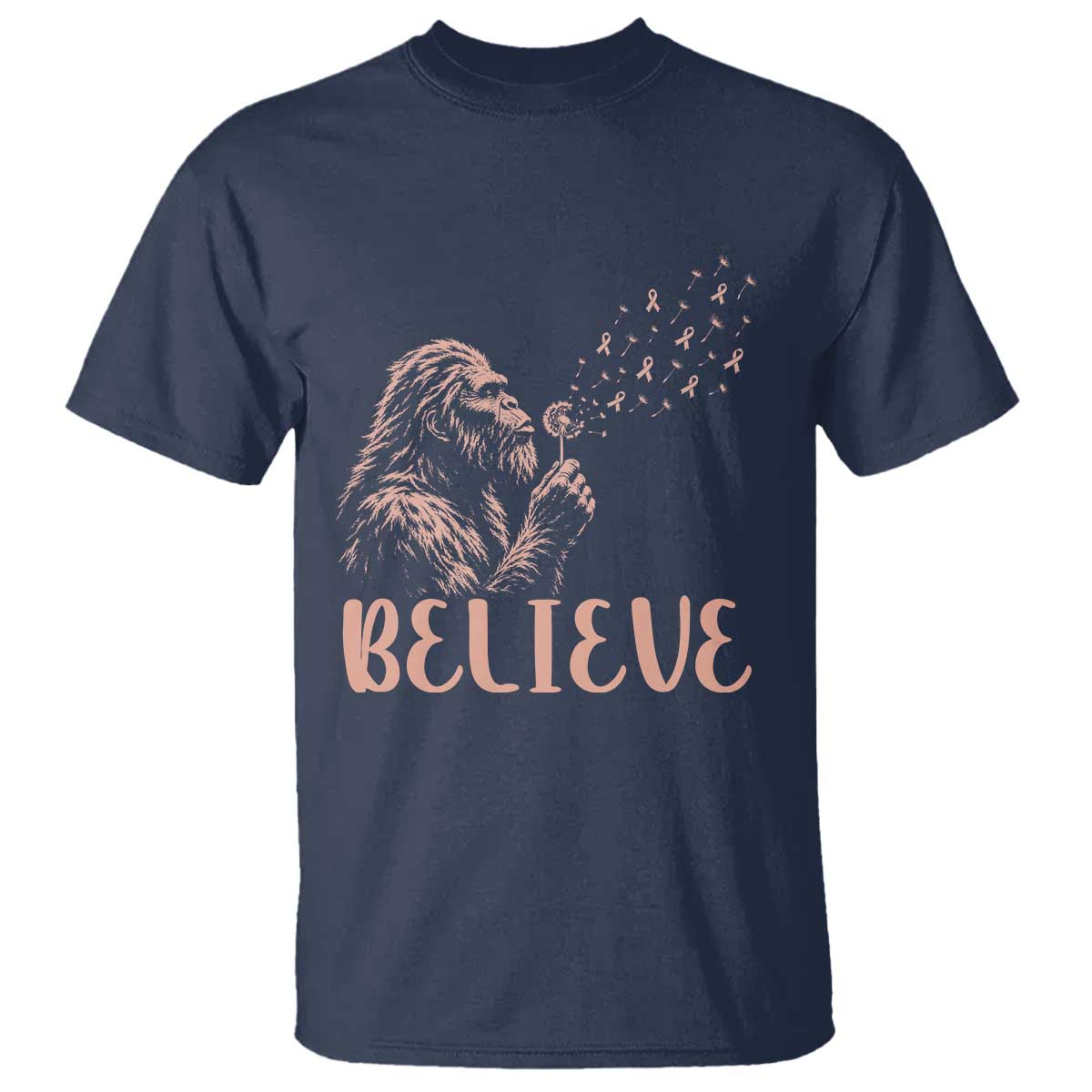 Funny Bigfoot Blowing Dandelion Flower Graphic T Shirt Believe Endometrial Cancer