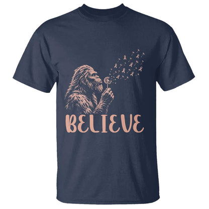 Funny Bigfoot Blowing Dandelion Flower Graphic T Shirt Believe Endometrial Cancer