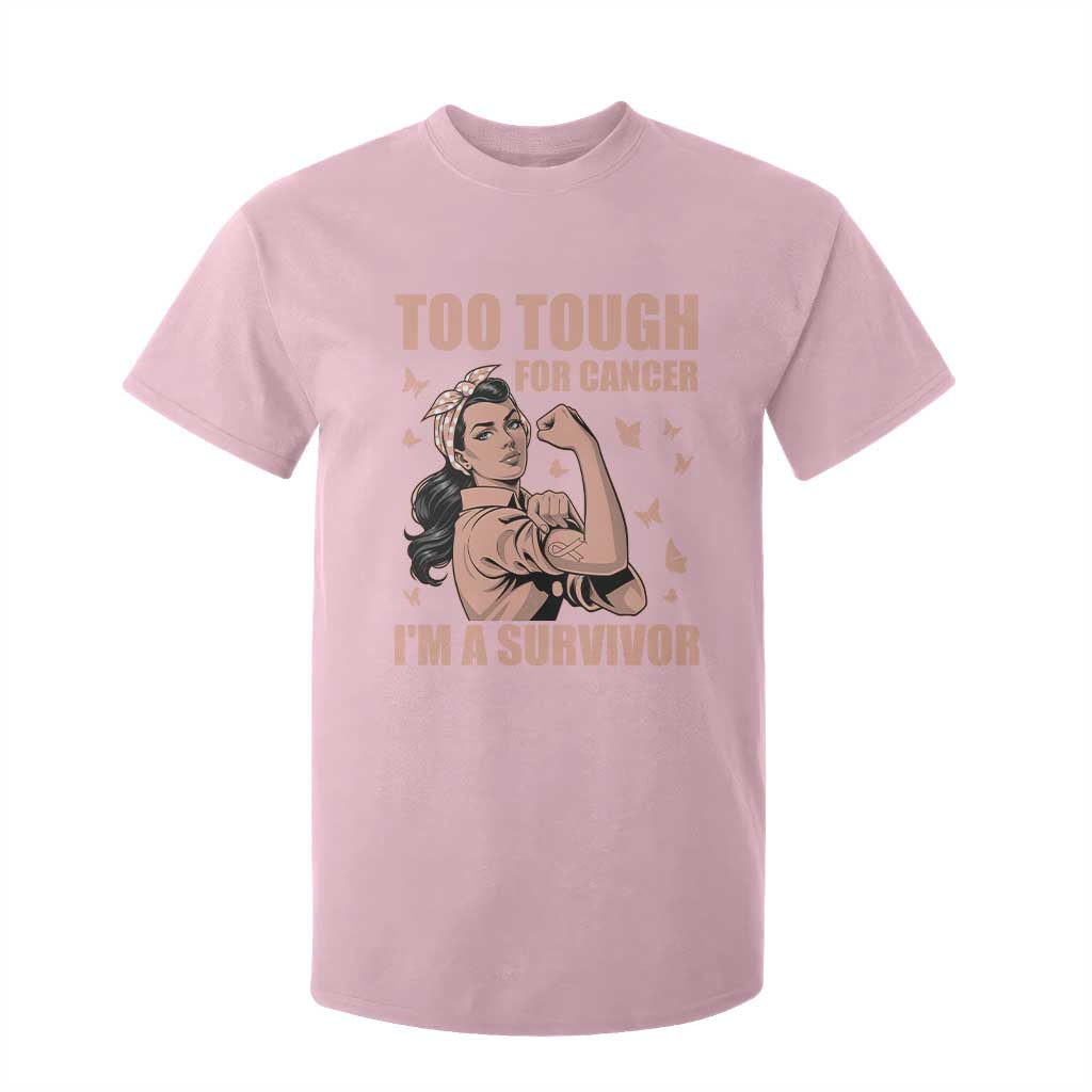 Endometrial Cancer Warrior T Shirt For Kid Too Tough For Cancer Im A Survivor