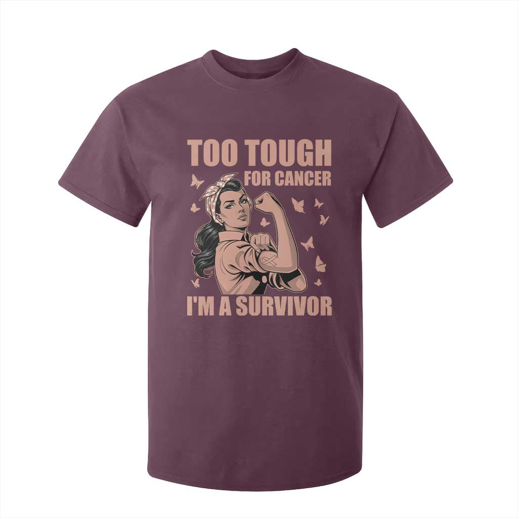 Endometrial Cancer Warrior T Shirt For Kid Too Tough For Cancer Im A Survivor