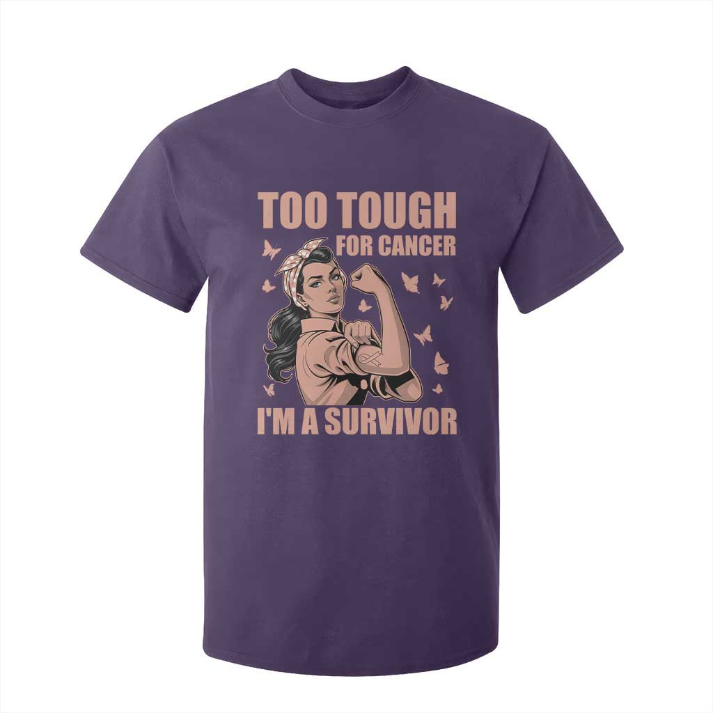 Endometrial Cancer Warrior T Shirt For Kid Too Tough For Cancer Im A Survivor