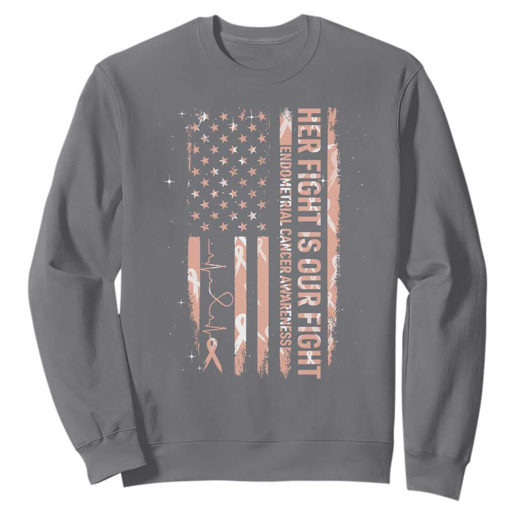 Patriotic Endometrial Cancer Support Sweatshirt Her Fight Our Fight
