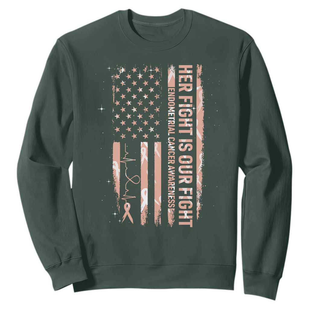 Patriotic Endometrial Cancer Support Sweatshirt Her Fight Our Fight