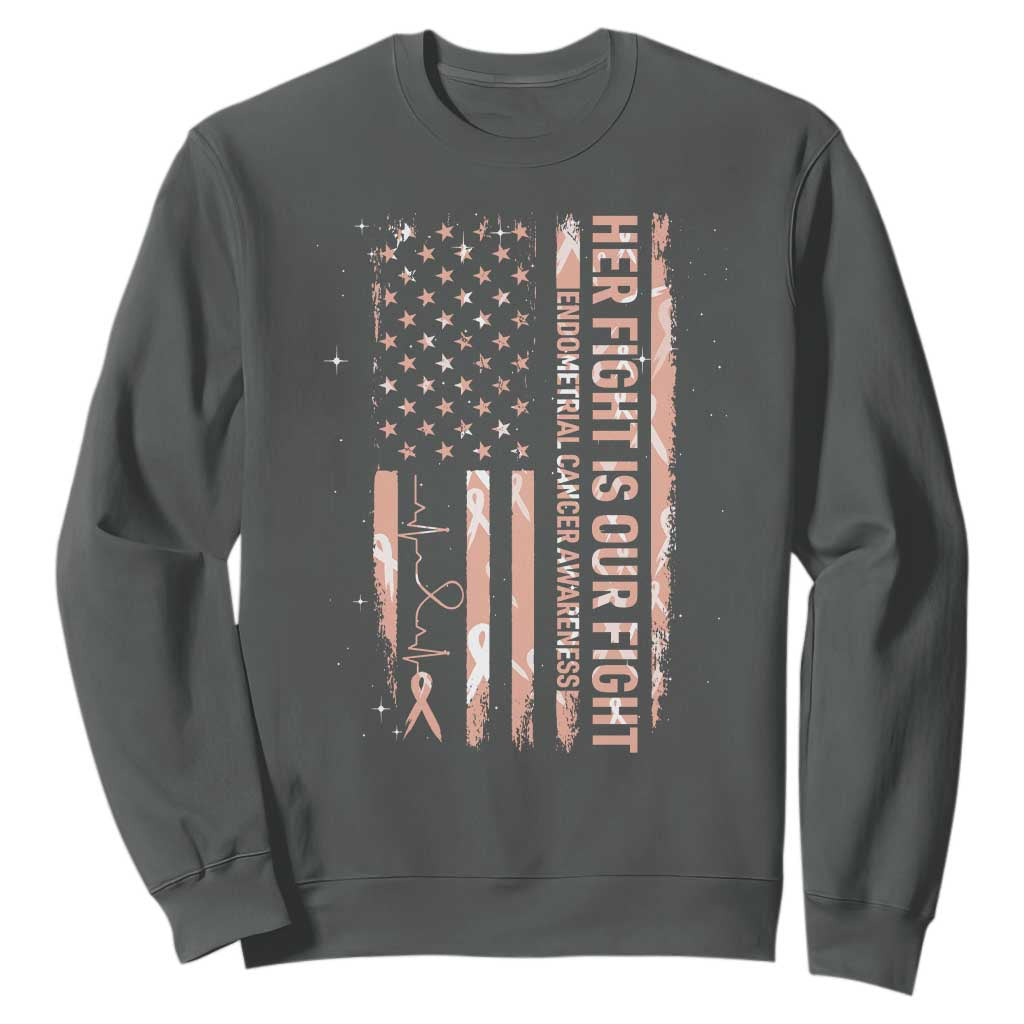Patriotic Endometrial Cancer Support Sweatshirt Her Fight Our Fight