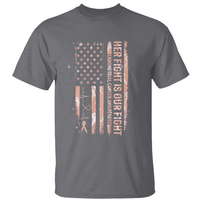 Patriotic Endometrial Cancer Support T Shirt Her Fight Our Fight