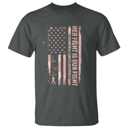 Patriotic Endometrial Cancer Support T Shirt Her Fight Our Fight