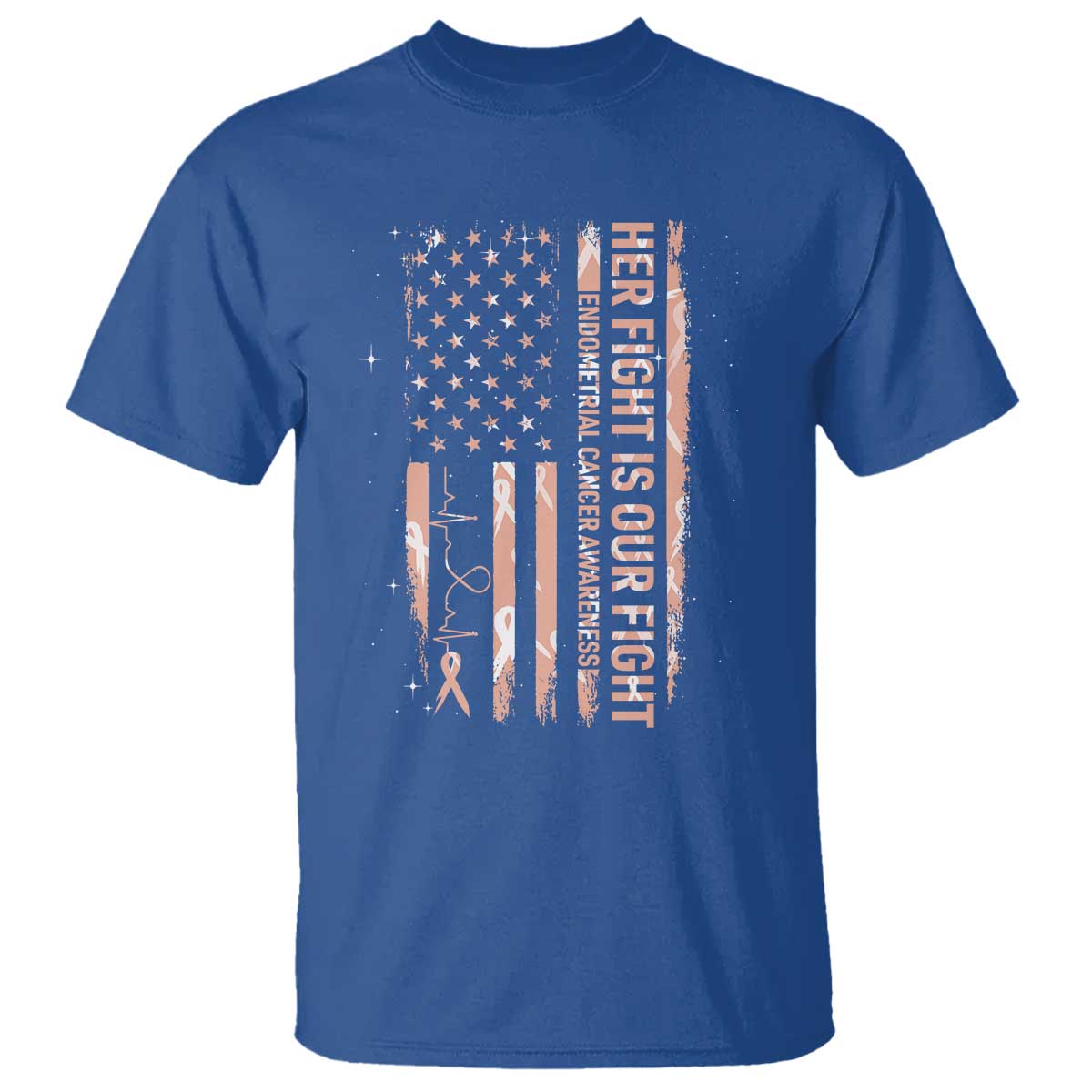 Patriotic Endometrial Cancer Support T Shirt Her Fight Our Fight