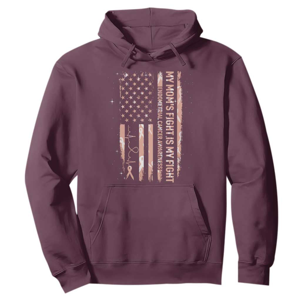 American Flag Endometrial Cancer Support Hoodie My Moms Fight My Fight
