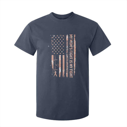 American Flag Endometrial Cancer Support T Shirt For Kid My Moms Fight My Fight