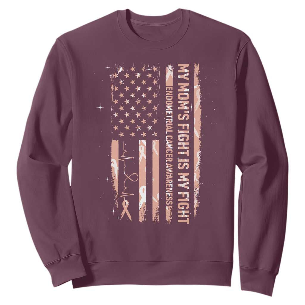 American Flag Endometrial Cancer Support Sweatshirt My Moms Fight My Fight