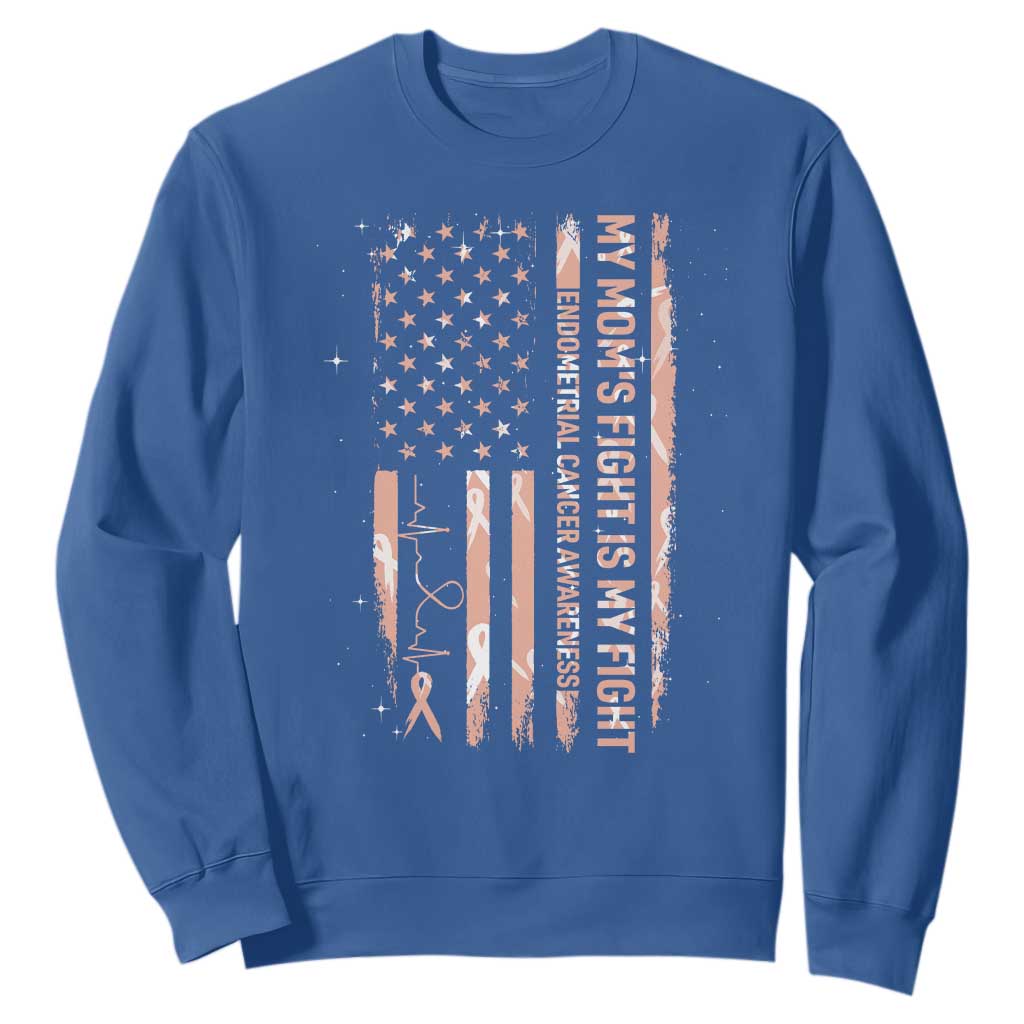 American Flag Endometrial Cancer Support Sweatshirt My Moms Fight My Fight