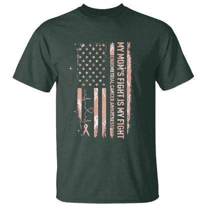American Flag Endometrial Cancer Support T Shirt My Moms Fight My Fight