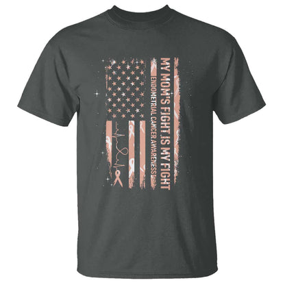 American Flag Endometrial Cancer Support T Shirt My Moms Fight My Fight