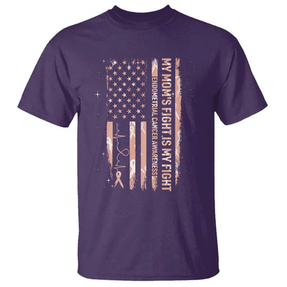 American Flag Endometrial Cancer Support T Shirt My Moms Fight My Fight