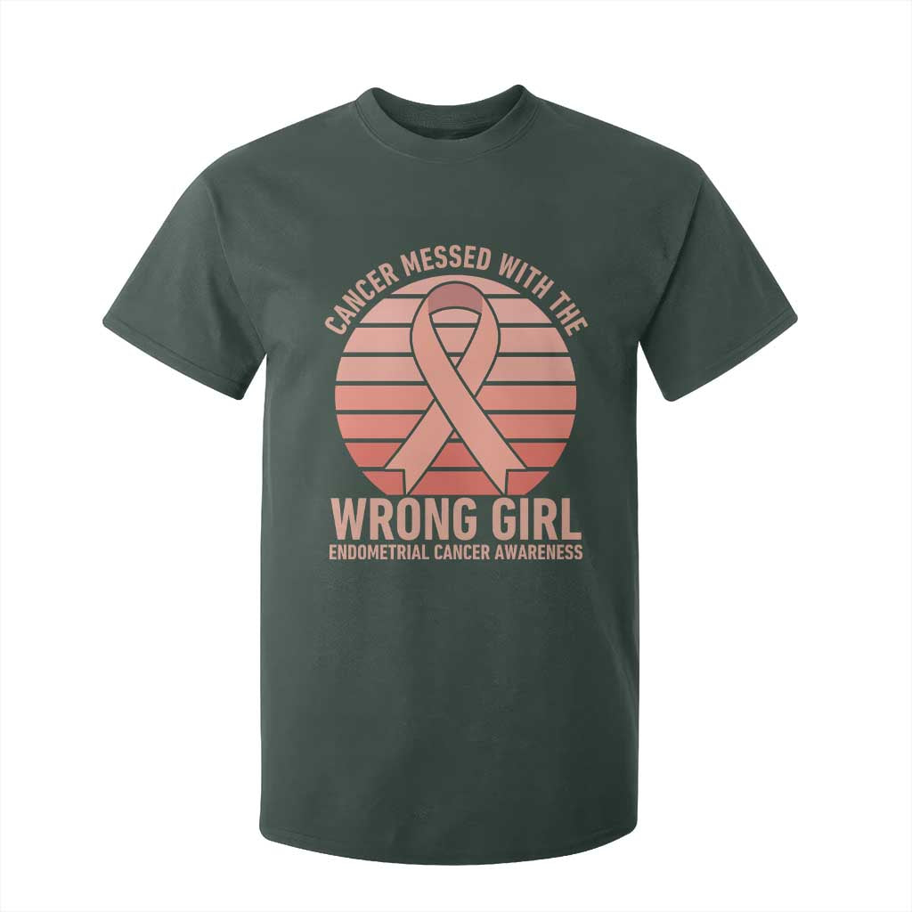 Cancer Messed With The Wrong Girl T Shirt For Kid Endometrial Cancer Warrior