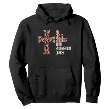 Religious Endometrial Cancer Gift Hoodie My God Is Stronger Than Cancer