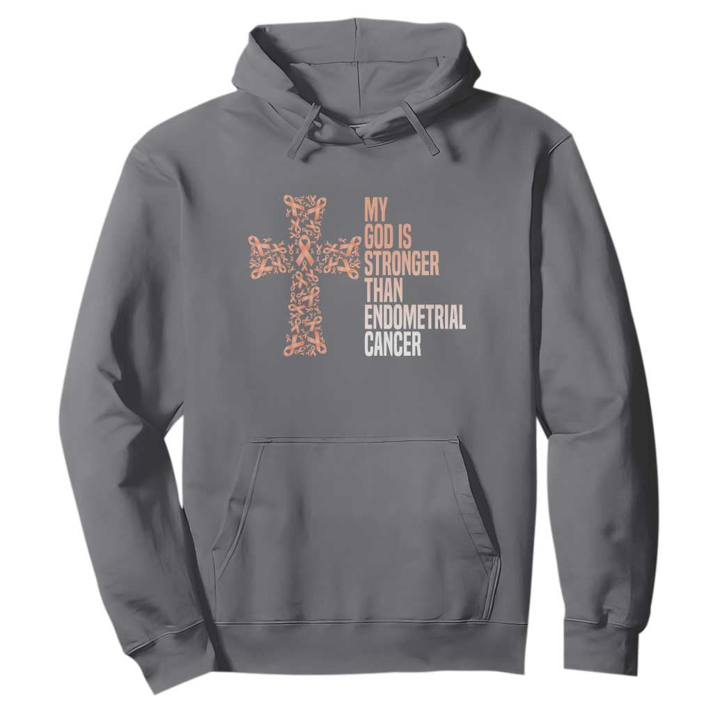 Religious Endometrial Cancer Gift Hoodie My God Is Stronger Than Cancer