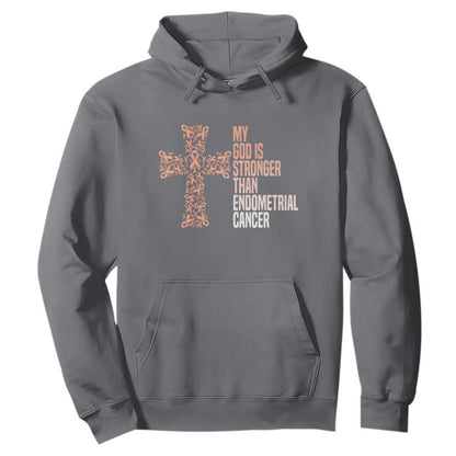 Religious Endometrial Cancer Gift Hoodie My God Is Stronger Than Cancer