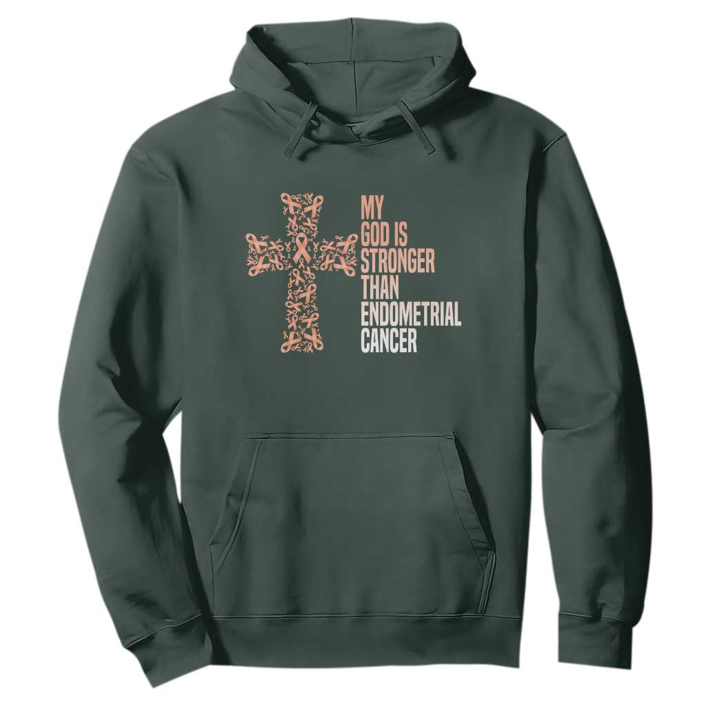 Religious Endometrial Cancer Gift Hoodie My God Is Stronger Than Cancer